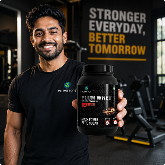 Athlete holding supplement product in a gym